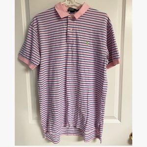 Polo by Ralph Lauren Pink, White & Blue Stripe Polo Shirt